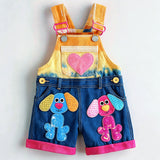 Lucky sale-Children's pink cartoon puppy overalls with heart patterns