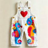 Lucky Sale-Children's colorful cartoon-doodle seahorse overalls with heart patterns