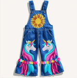 Lucky sale-Children's colorful unicorn overalls