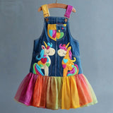 Lucky Sale-Children's Colorful Cartoon Unicorn Heart Overall Dress