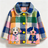 Lucky Sale-Children's colorful plaid coat with puppy pattern