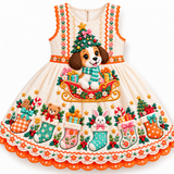Lucky Sale-Children's Christmas puppy stocking gift dress