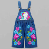 Lucky Sale-Children's Cartoon Unicorn and Floral Overalls
