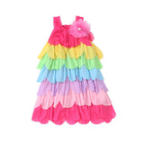 Rainbow Colorful Sleeveless Dress + Necklace