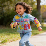 Lucky sale-Children's Colorful Yayoi Kusama-Style Cartoon Smiley Pumpkin Jacket