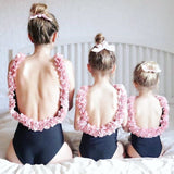 Mom & Me Three-Dimensional Flower Petals One-Piece Swimsuit