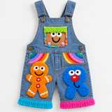 Lucky Sale-Children's Colorful Gingerbread Man Overalls
