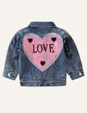 Girls' Sequined Denim Coat