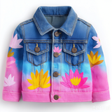 Lucky sale-Children's gradient-color jacket with a cartoon water lily pattern