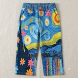 Lucky sale-Children's colorful pants featuring Van Gogh's *Starry Night* pattern