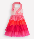 Lucky sale-Girls' pink swan-print halter dress