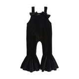 Bell-bottom pants for girls with velvet strap