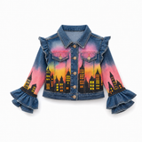 Lucky Sale-Children's Colorful Halloween Castle-Print Jacket