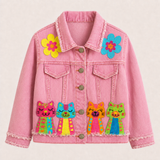 Lucky Sale-Children's pink jacket featuring four kittens