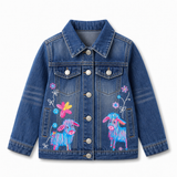 Lucky Sale- Children's colorful line-art jacket featuring lambs and flowers