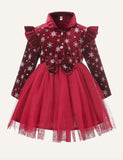 Christmas Sale-Children's Clothes Snowflake Flannel Dress