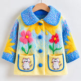 Lucky Sale-Children's Colorful Cat and Floral Coat
