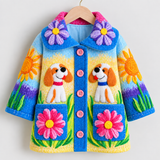 Lucky Sale-Children's colorful cartoon puppy and flower coat