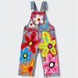 Lucky sale-Children's overalls with a colorful cartoon floral pattern