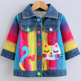 Lucky sale-Children's cartoon gradient cat-print jacket