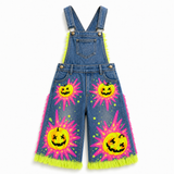 Lucky Sale-Children's Colorful Halloween Pumpkin-Explosion Print Overalls