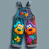 Lucky Sale-Children's colorful cartoon puppy and flower overalls