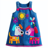 Lucky sale-Children's colorful cartoon puppy print pinafore dress