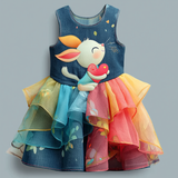 Lucky Sale-Children's colorful and cute heart-shaped bunny macaron skirt dress