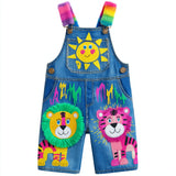 Lucky sale-Colorful Cartoon Lion and Tiger Print Overalls for Kids