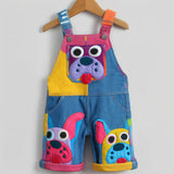 Lucky sale-Children's colorful cartoon pug-print overalls