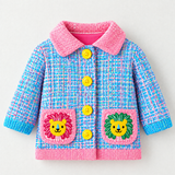 Lucky Sale-Children's colorful plaid coat with a cartoon lion pattern