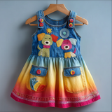 Lucky Sale-Children's Colorful Dress with Two Cute Puppies