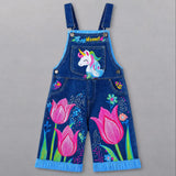 Lucky Sale-Children's Cartoon Unicorn and Tulip Print Overalls