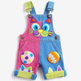 Lucky sale-Children's Colorful Cartoon Cat Soccer & Football Print Overalls