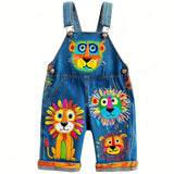 Lucky sale-Children's colorful hand-drawn cartoon little lion print overalls
