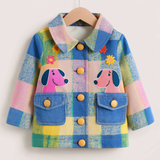 Lucky Sale-Children's colorful plaid coat with puppy pattern