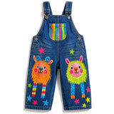 Lucky Sale-Children's colorful line-art overalls featuring lambs and flowers