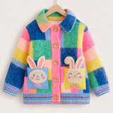 Lucky Sale-Children's colorful plaid jacket with rabbit pattern
