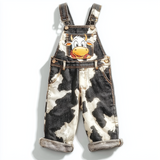 Lucky Sale-Cow black and white unisex children's overalls
