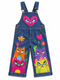 Lucky Sale-Children's Colorful Angry Cat Flower Strap overalls