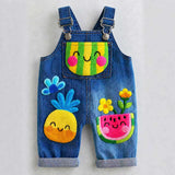 Lucky sale-Children's colorful cartoon watermelon and pineapple print overalls