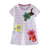 Kitten Embroidered Patch Short Sleeve Dress