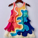 Lucky Sale-Children's Color Multi-Layer Irregular Swing Dress