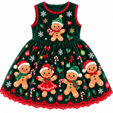 Lucky Sale-Children's Christmas gingerbread man wearing a Santa hat and dress