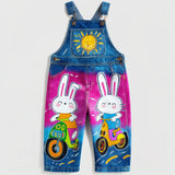 Lucky sale-Colorful Cartoon Rabbit Cycling Print Children's Overalls