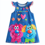 Lucky sale-Children's Colorful Cartoon Puppy Print Pinafore Dress