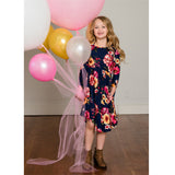 Mom & Me-Floral Print round-Neck Long-Sleeved Dress