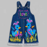 Lucky Sale-Children's cartoon duck overalls featuring colorful "LOVE" lettering.