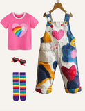 Lucky Sale-Multicolor Love Graphic Unisex Overalls