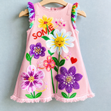 Lucky sale-Children's colorful cartoon flower dress
